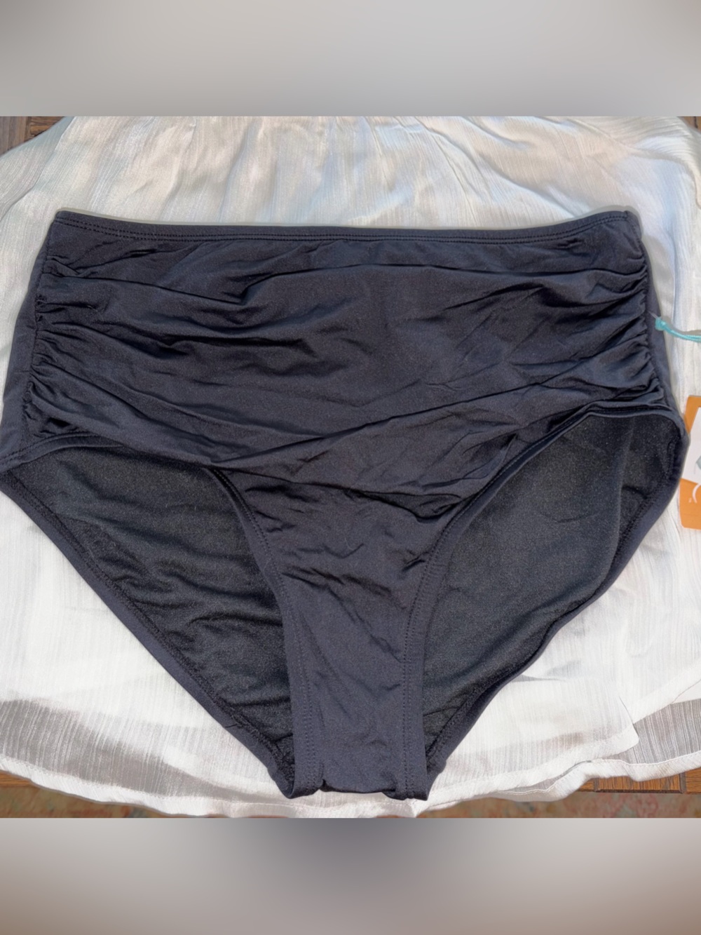 Kona sol swim bottom brief bathing suit black new nwt l high waist full coverage